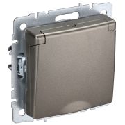 IEK BRITE BASE Шампань Розетка 1-м с/з с защ. штор. и кр. 16А IP44 РСбш10-3-44-БрШ.