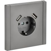 IEK FORTE&PIANO Сталь Розетка с/з со шт винтовое крепление 16А USB A+A 3,1А FP545.