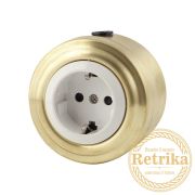 Розетка с заземлением золото/белая