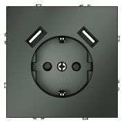 Розетка встраиваемая VOLTUM S70 с заземлением и защитными шторками, 16А, с USB, A+A, (титан)