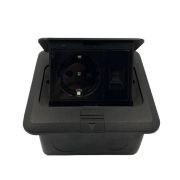 Лючек на 1 Розетка с/з + RJ45 черный