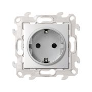 Simon 24 Алюминий Розетка с заземлением и шторками Schuko 2Р+Е 16A 250В~