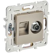 IEK SKANDY Шампань Розетка двойная TV+RJ45 кат.6E SK-A15Sh.