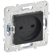 IEK SKANDY Черный Розетка б/з с защитными шторками 10А SK-R01Bl.