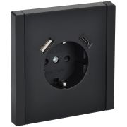 IEK FORTE&PIANO Черный Розетка с/з со шт винтовое крепление 16А USB A+C 18Вт FP147.