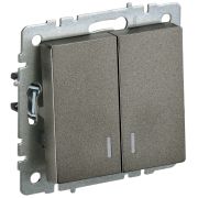IEK BRITE BASE Темн.бронза Выключ. 2-кл с инд 10А ВС10-2-1-БрТБ.