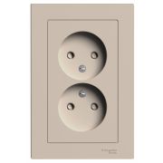 Systeme Electric AtlasDesign Песочный Розетка двойная б/з со шторками,16А, в сборе
