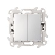 Simon 24 Алюминий Двухклавишный выключатель 10AX 250В~ с системой Push&Go