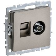 IEK BRITE BASE Шампань Розетка двойная TV+RJ45 кат.5E РТВ/РК12-БрШ.