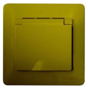 SE Glossa Фисташковый Розетка с заземлением со шторками с крышкой IP20 (в сборе с рамкой) GSL001046