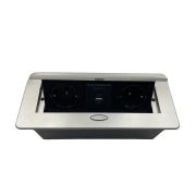 Лючек на 2 Розетки с/з + USB + TYPE-C серебро