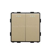 Выключатель двухклавишный, 250В,10А  золото QUADRO