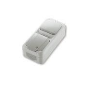 VIKO Palmiye Блок вертикальный Выключатель 1-клавишный + Розетка с/з IP54 серый 90555781