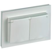 IEK BRITE Жемчуг Розетка 2-м с/з с защ штор и крышк 16А в сборе IP44 РСбш12-3-44-БрЖ.