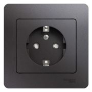 Systeme Electric Glossa Графит Розетка с/з со шторками (в сборе)