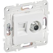 IEK SKANDY Арктический белый Розетка двойная TV+RJ45 кат.6E SK-A15W.