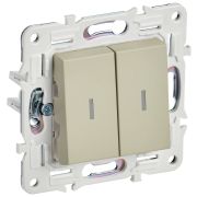 IEK SKANDY Бежевый Выключатель 2-клавишный проходной с индикацией 10А SK-V10B.