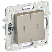IEK SKANDY Шампань Выключатель 2-клавишный проходной с индикацией 10А SK-V10Sh.