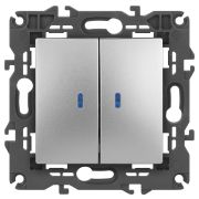 ЭРА 14-1105-03 Elegance Алюминий Выключатель 2-кл с подсветкой
