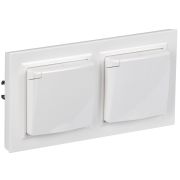 IEK BRITE Белый Розетка с кр. 16А IP44 РСбш10-3-44-БрБ в сборе 2шт.