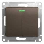 SE Glossa Шоколад Выключатель 2-клавишный с подсветкой сх.5а 10А GSL000853
