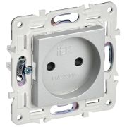 IEK SKANDY Серебряный Розетка б/з с защитными шторками 10А SK-R01S.
