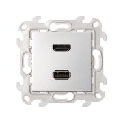 Simon 24 Алюминий Розетка HDMI v1.4 + USB 2.0 для передачи данных