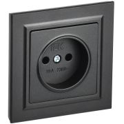 IEK BRITE Черный Розетка без з/к/ш 10А в сборе РСР10-1-0-БрЧ.