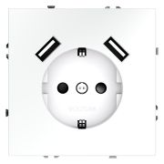 Розетка встраиваемая VOLTUM S70 с заземлением и защитными шторками, 16А, с USB, A+A, (белый матовый)