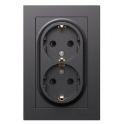 Systeme Electric AtlasDesign Базальт Розетка двойная с/з со шторками, 16А, в сборе