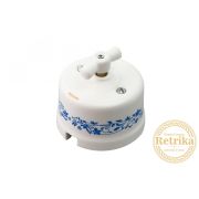 Выключатель проходной керамика декор синий №2