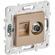 IEK SKANDY Песочный Розетка двойная TV+RJ45 кат.6E SK-A15Sa.