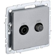 IEK BRITE BASE Алюминий Розетка двойная TV+SAT РТВ/РСп12-БрА.