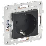 IEK SKANDY Черный Розетка с/з с защитными шторками 16А б/к SK-R06Bl.