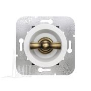 Выключатель поворотный проходной встраиваемый одноклавишный ЛАХТА «Престиж белый/бронза