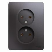 SE Glossa Графит Розетка 2-я без заземления 16А (в сборе с рамкой) GSL001320