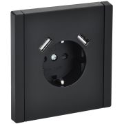IEK FORTE&PIANO Черный Розетка с/з со шт винтовое крепление 16А USB A+A 3,1А FP145.