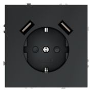 Розетка встраиваемая VOLTUM S70 с заземлением и защитными шторками, 16А, с USB, A+A, (графит)