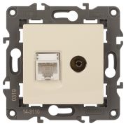 ЭРА 14-3110-02 Elegance Сл.кость Розетка двойная RJ45+TV
