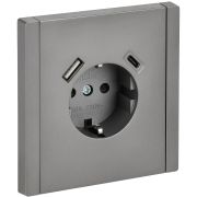 IEK FORTE&PIANO Сталь Розетка с/з со шт винтовое крепление 16А USB A+C 18Вт FP547.