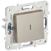 IEK SKANDY Шампань Выключатель 1-клавишный проходной с индикацией 10А SK-V08Sh.