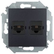 Simon 15 Графит Розетка телефонная двойная 2хRJ11, винт. зажим