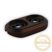 Рамка двойная «Темный дуб лак» на бревно