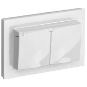 IEK BRITE Белый Розетка 2-м с/з с защ штор и крыш 16А в сборе IP44 РСбш12-3-44-БрБ.