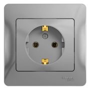 Systeme Electric Glossa Алюминий Розетка с/з (в сборе с рамкой)