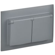 IEK SKANDY Серый Розетка 2-ая с/з с крышкой 16А в сборе IP44 SK-R12Gr.