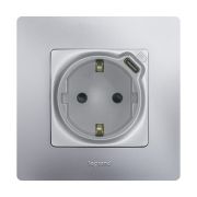 Legrand Etika Алюминий Розетка с/з со шт. 16А 250В с USB тип C 1500мА 7,5Вт безвинтовые зажимы