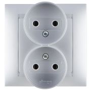 Simon 15 Алюминий Розетка 2-ая б/з литая, 16А, 250В, винт.зажим