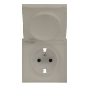 Лицевая панель для розетки 2к+з с крышкой латте
