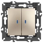 ЭРА 14-1105-04 Elegance Шампань Выключатель 2-кл с подсветкой